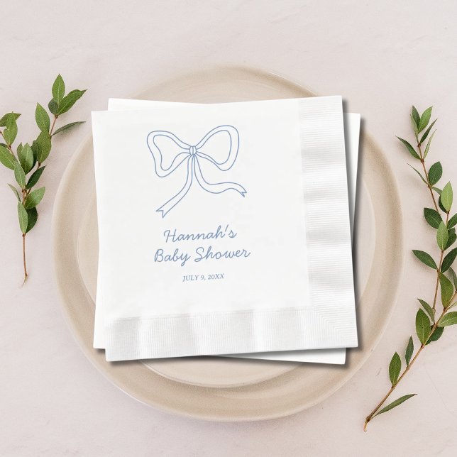 Servilleta De Papel Cuchillas Baby Shower personalizadas Blue Coquette (Personalized Blue Coquette Bow Baby Shower Napkins
)