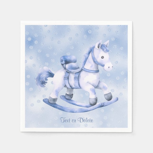 Servilleta De Papel Cuchillas de caballos de Rocas Azules (Anverso)