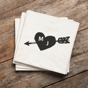 Servilleta De Papel Cuchillas de cócteles de Monograma Heart & Arrow