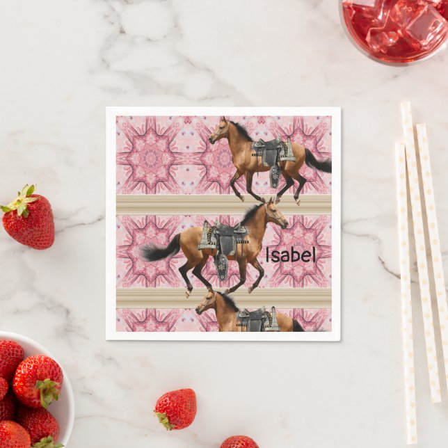 Servilleta De Papel Cuchillas de papel, caballos rosados (In situ)