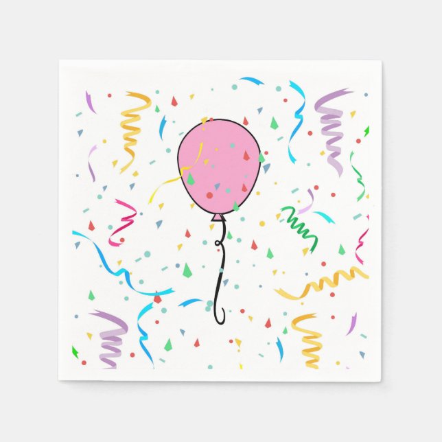 Servilleta De Papel Cuchillas de papel con globos y confetti (Anverso)