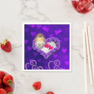 Servilleta De Papel Cuchillas de papel, corazones rosados morados