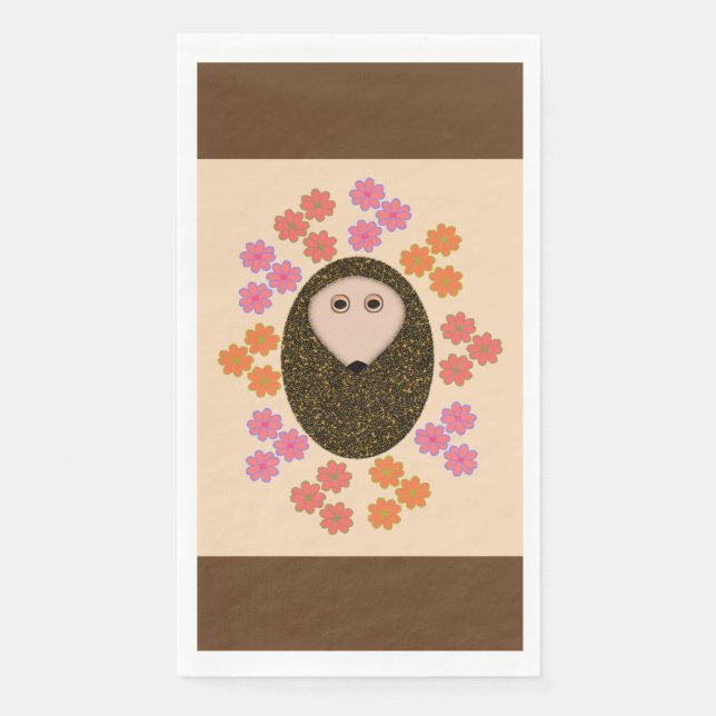 Servilleta De Papel Cuchillas de papel de Hedgehog y flores (Anverso)