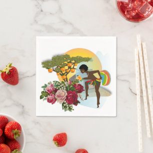 Servilleta De Papel Cuchillas de papel, floral Naranja africana