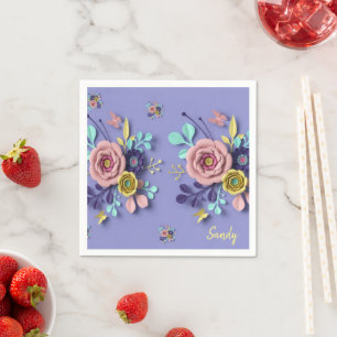 Servilleta De Papel Cuchillas de papel, floral Rosa púrpura