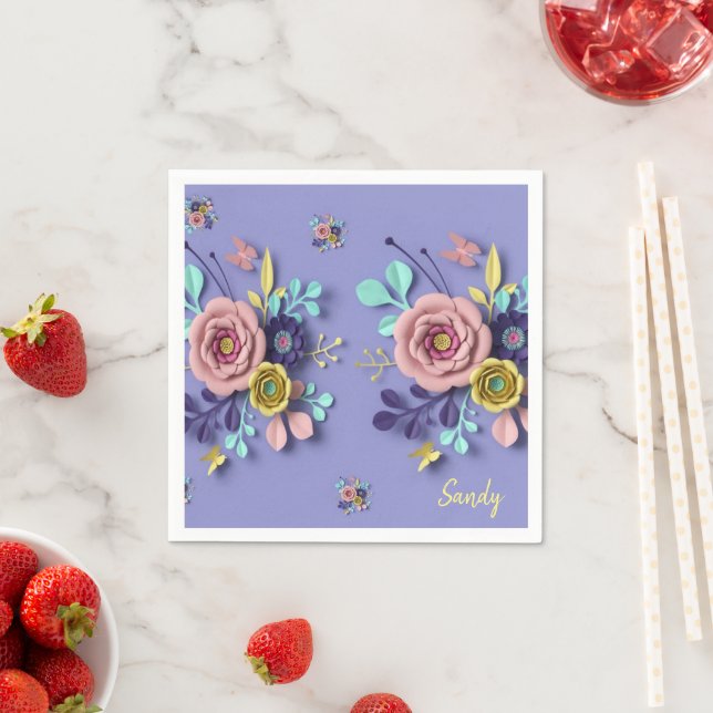 Servilleta De Papel Cuchillas de papel, floral Rosa púrpura (In situ)