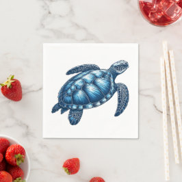 Servilleta De Papel Cuchillas de papel náutico de tortuga marina