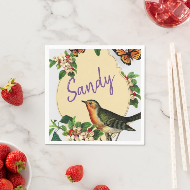 Servilleta De Papel Cuchillas de papel, pájaros de época (In situ)