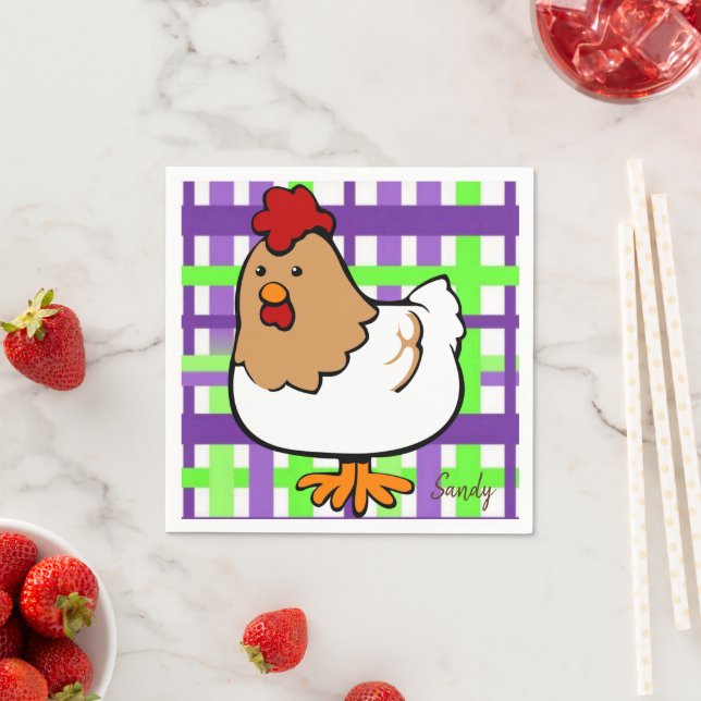 Servilleta De Papel Cuchillas de papel, Pollo verde morado (In situ)