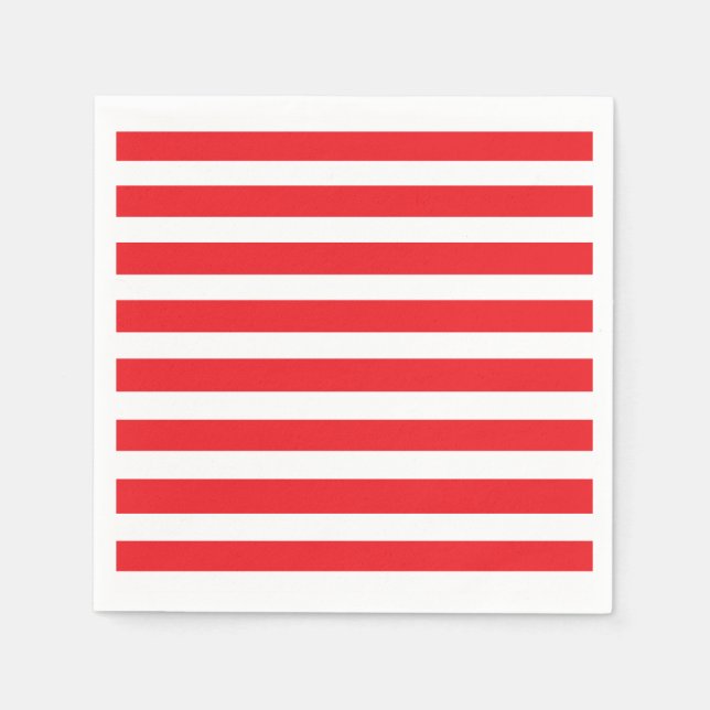 Servilleta De Papel Cuchillas de papel rojo y blanco rayado (Anverso)