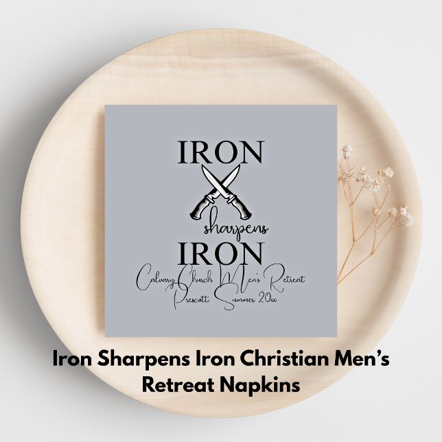 Servilleta De Papel Cuchillo de hierro afila hierro Cristiano (Iron sharpens Iron Knife Christian Napkins)
