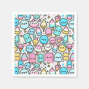 Servilleta De Papel Cuello de helado y doodles de popsicle