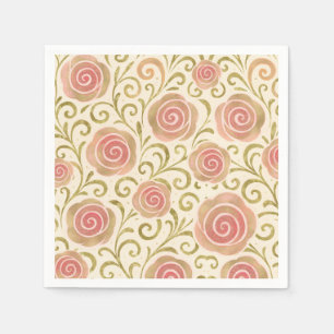 Servilleta De Papel Cuento de Hadas Princesa Rosas Rosa y Oro