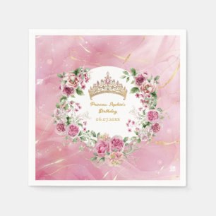 Servilleta De Papel Cuentos de hadas de oro rosado Princesa Corona Cum