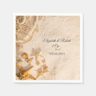 Servilleta De Papel Cuerdas de conchas de mar Arena Boda