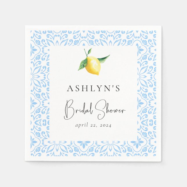 Servilleta De Papel Cuerdas mediterráneas Lemon Bridal Ducha (Anverso)