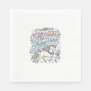 Servilleta De Papel Cuerno Agudo Corazón Suave Unicornio Fondo Blanco