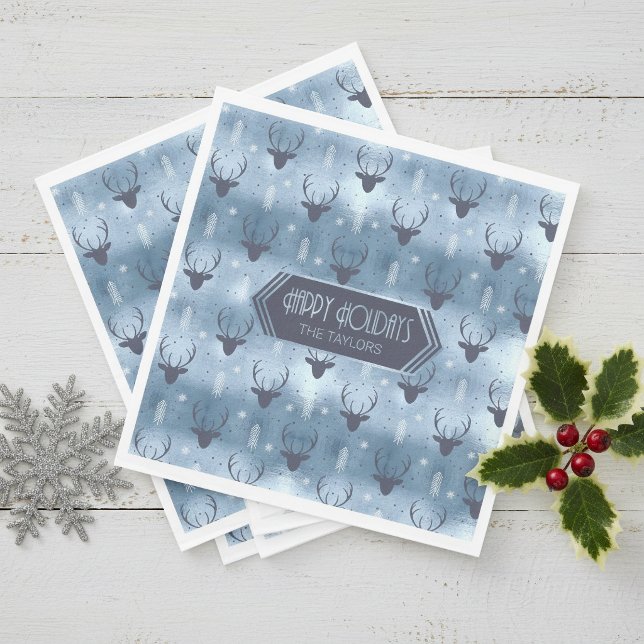 Servilleta De Papel Cuerno de Ciervo Flechas Patrón de Navidad Azul ID (Subido por el creador)