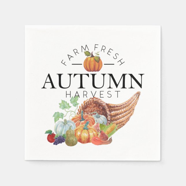 Servilleta De Papel Cuerno de la abundancia de la cosecha de otoño (Anverso)