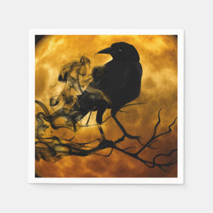 Servilleta De Papel Cuervo cuervo cosecha luna otoño negro naranja