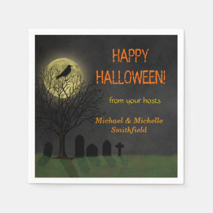 Servilleta De Papel Cuervo de Halloween en árbol con el fiesta de la