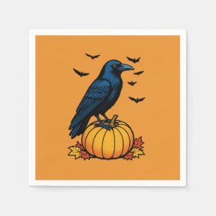 Servilleta De Papel Cuervo de medianoche y calabaza de otoño