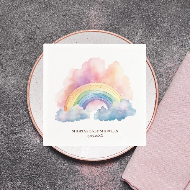 Servilleta De Papel Cuidada acuarela Arcoiris Baby Shower (Subido por el creador)