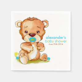Servilleta De Papel Cuidada acuarela Baby Bear Boy Baby Shower