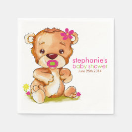 Servilleta De Papel Cuidada acuarela Bear Chica Baby Shower