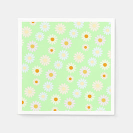 Servilleta De Papel Cuidada acuarela colorido Daisy Pattern Green