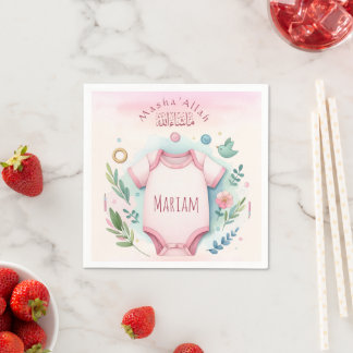 Servilleta De Papel Cuidada acuarela Floral Mashallah Niña islámica