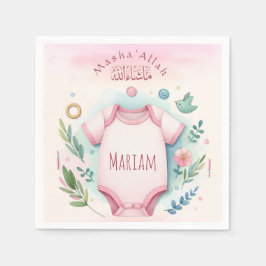 Servilleta De Papel Cuidada acuarela Floral Mashallah Niña islámica