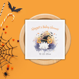 Servilleta De Papel Cuidada acuarela Ghost Pumpkin Baby Shower Napkins