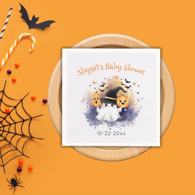 Servilleta De Papel Cuidada acuarela Ghost Pumpkin Baby Shower Napkins (Subido por el creador)