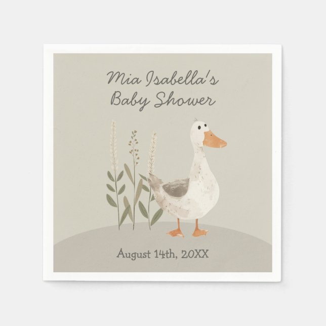 Servilleta De Papel Cuidada acuarela Goose Baby Shower Napkins (Anverso)