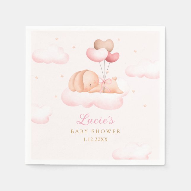 Servilleta De Papel Cuidada acuarela rosa Bunny Boho Chica Baby Shower (Anverso)