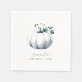 Servilleta De Papel Cuidada Baby Shower Napkins Acuarela Calabaza Blan