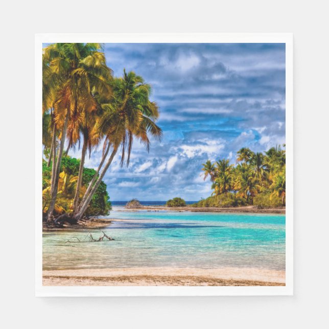 Servilleta De Papel Cuidada Bonito Verano Hawái Beach acuarela (Anverso)