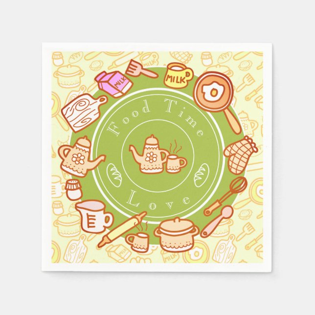 Servilleta De Papel Cuidada cocina verde (Anverso)