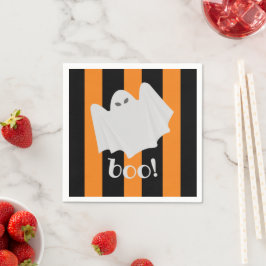 Servilleta De Papel Cuidada Fantasma Halloween Napkins Naranja Rayas N