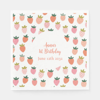 Servilleta De Papel Cuidada fresa Cumpleaños Napkins