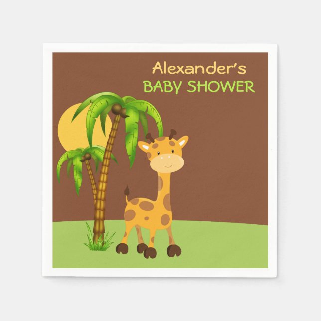 Servilleta De Papel Cuidada Giraffe Baby Shower Paper Napkins (Anverso)
