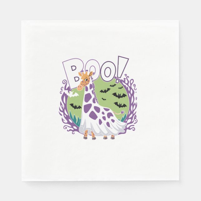 Servilleta De Papel Cuidada Giraffe Boo Fantasma Halloween Disstume Zo (Anverso)
