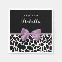 Cuidada Giraffe Imprimir Lavanda Morado Bow Con No