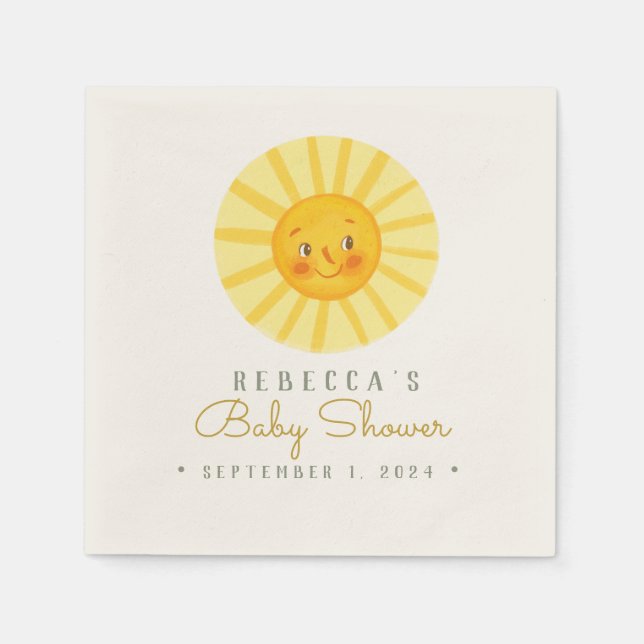 Servilleta De Papel Cuidada Happy sun baby ducha Napkins (Anverso)