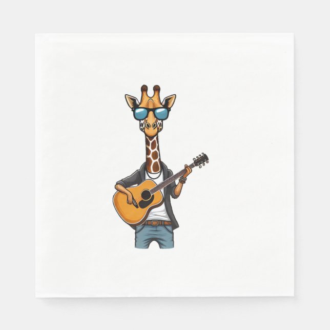 Servilleta De Papel Cuidada jirafa tocando guitarra jirafas músico Mus (Anverso)