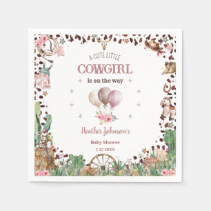 Servilleta De Papel Cuidada niña de vaca occidental Watercolor Baby Sh