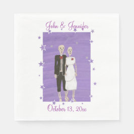 Servilleta De Papel Cuidada Pareja de Skeleton Halloween Bodas Napkins
