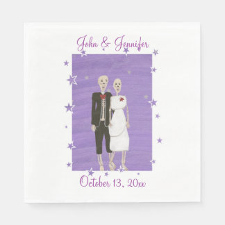 Servilleta De Papel Cuidada Pareja de Skeleton Halloween Bodas Napkins