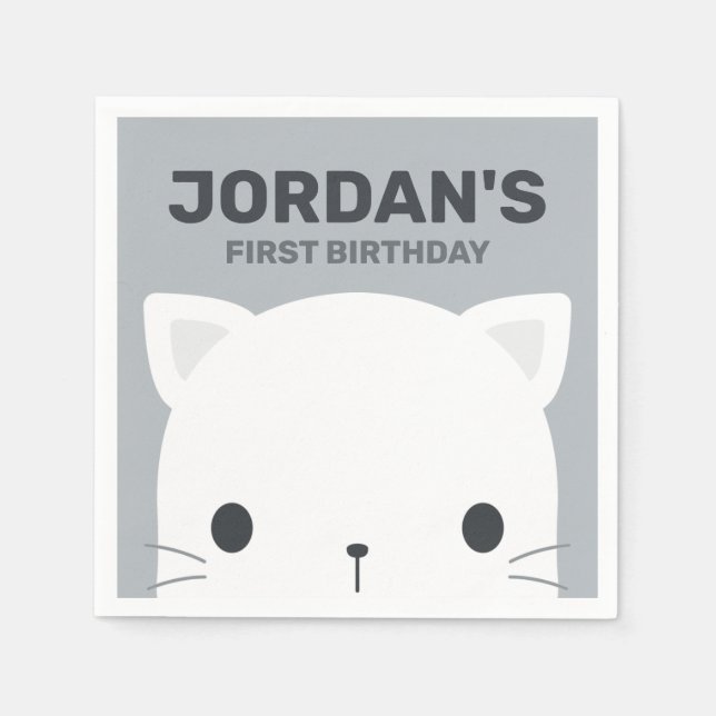 Servilleta De Papel Cuidada toallas para el cumpleaños del gato (Anverso)